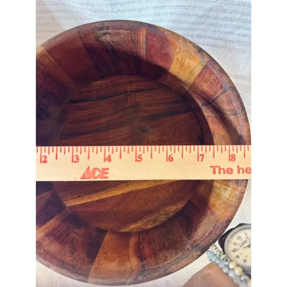 Copied - Handmade Segmented Wood Bowl 8+ Inch Wide Rustic Multipurpose Decor